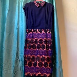 French Connection Blue Peter Pan collar Lace skirt